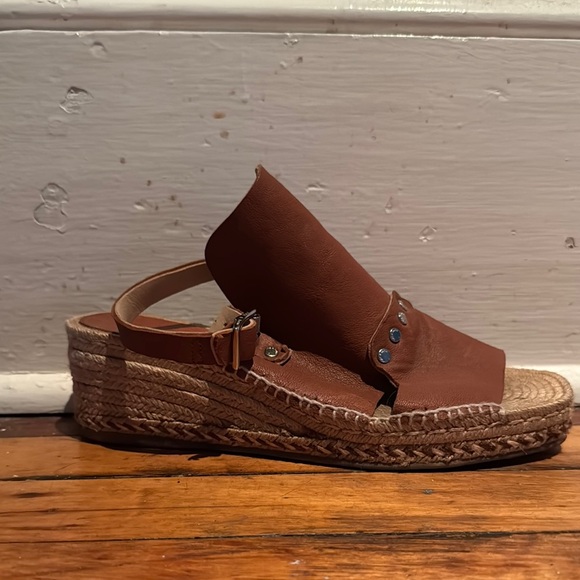 Brown Leather Espadrille Sandals - Picture 3 of 3